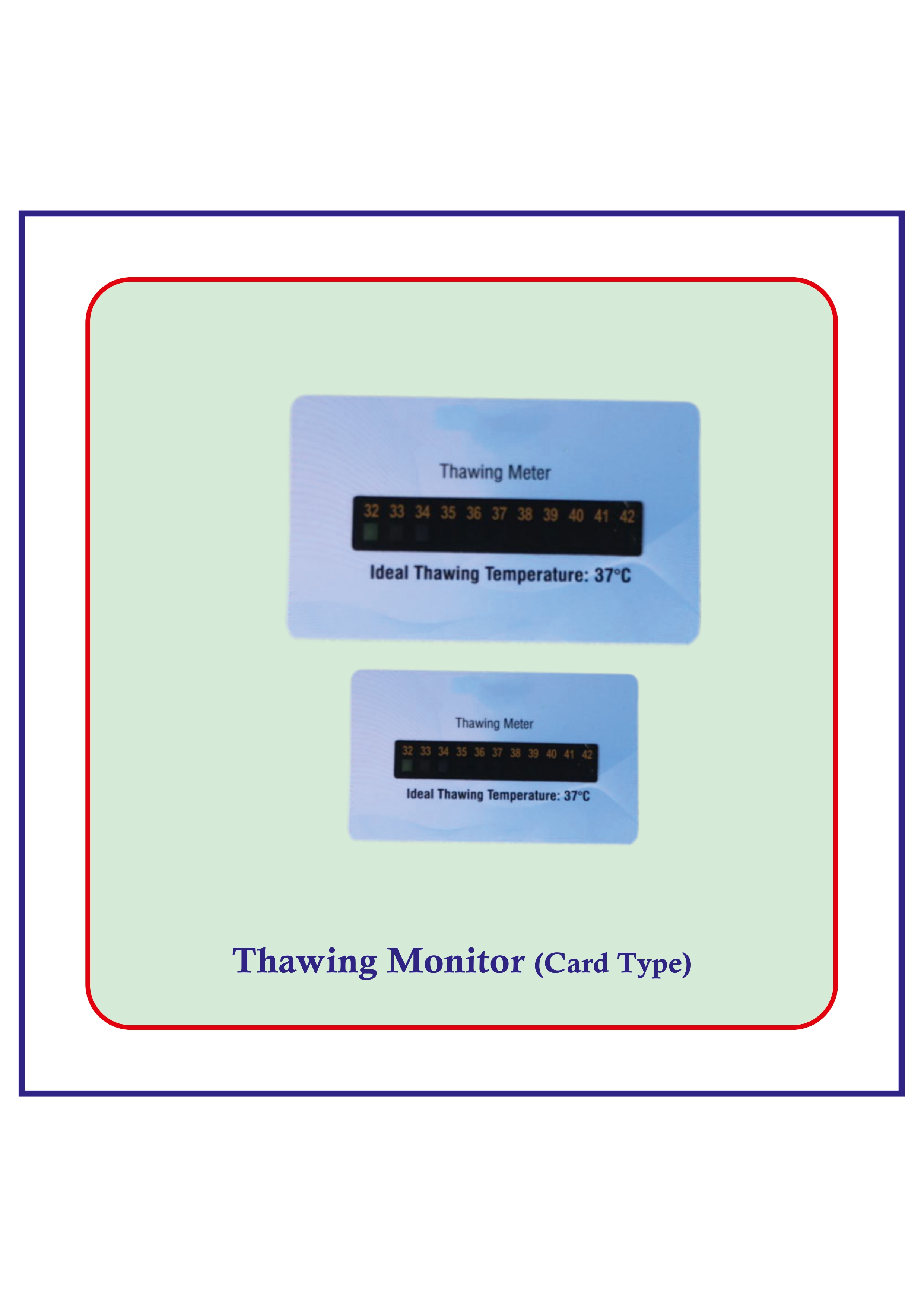 Temperature indicator card for semen thawing